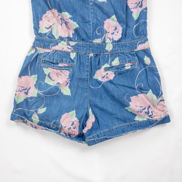 Anthropologie Pins and Needles Blue Jean Printed Floral Romper Womens Medium - Picture 11 of 16